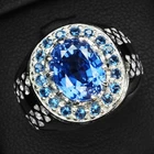 Striking Royal Blue Tanzanite Oval 2.80Ct 925 Sterling Silver White Gold Rings