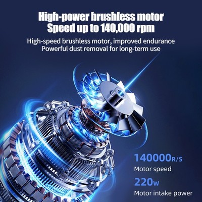 220W Electric Air Duster 140000RPM Brushless Motor Max 53m / S Wind Speed 6E6P