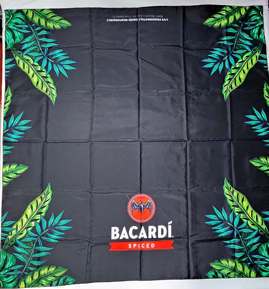 BACARDI Spiced Rum Palm Leaves / Tree on BLACK 60x58 Tablecloth