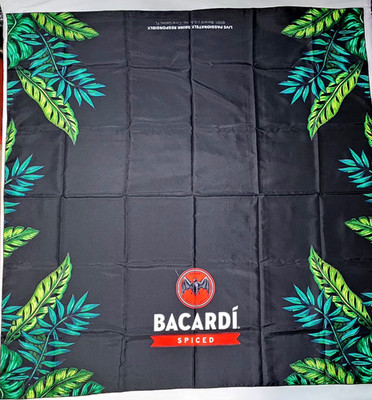 BACARDI  Spiced  Rum Palm Leaves / Tree on  BLACK 60x58 Tablecloth Bar