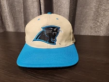 VINTAGE CAROLINA PANTHERS DREW PEARSON COMPANIES STRAPBACK HAT big cat beige