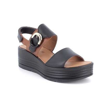 Damen Sandalen IGI&CO schwarz Leder mit Keilabsatz bequem Sommer Leder