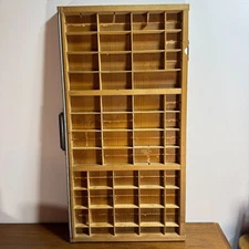 Antique Printers Tray Type Case Old Wooden Drawer Light Vintage Handle