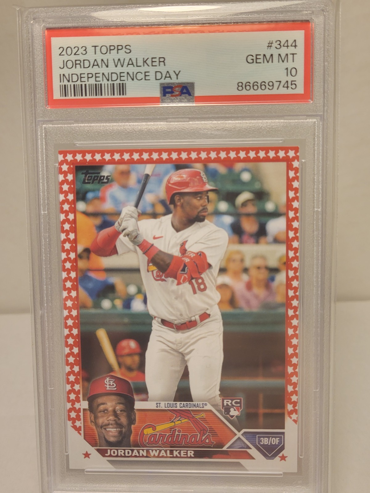 2023 Topps Series 2 - Jordan Walker #344 Independence Day /76 (RC) PSA 10 Pop 3