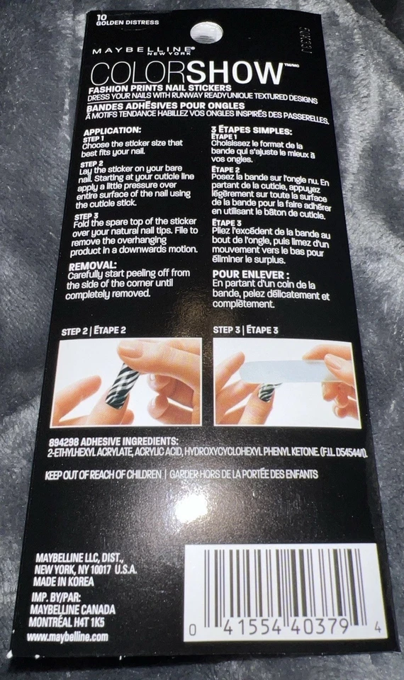 1 Maybelline Color Show Moda Estampado Golden Distress 18 Pegatinas para Uñas por Paquete. Foto 3 de 3