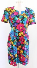 Vintage 80s 90s Talbots David Warren Dress Womens 10 Multicolor Floral Retro