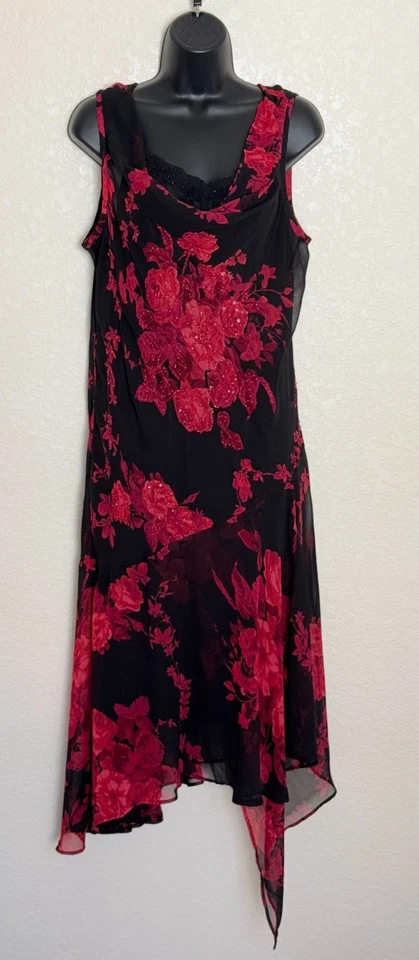 Vestido Midi De Colección Y2K Con Cuentas XL Vestido Floral Hada Grunge Capricho Romance Oscuro Foto 3 de 4