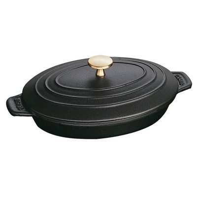 Staub Cast Iron 9-inch x 6.6-inch Oval Covered Baking Dish - Matte Black