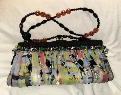 Vintage Mary Frances Beaded Shoulder Bag Black Beads