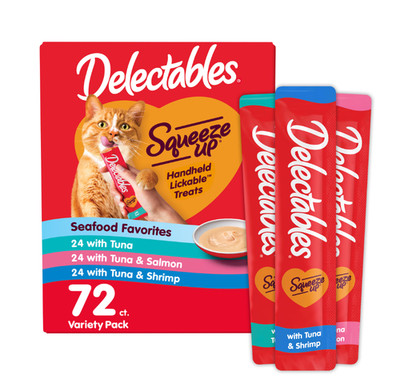 Hartz Delectables Squeeze Up Seafood Lickable Cat Treat, 0.5 oz 72 Count