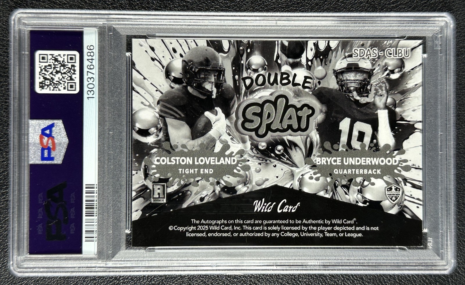 COLSTON LOVELAND BRYCE UNDERWOOD PSA 8 2025 WILD CARD SPLAT RAINBOW AUTO 1/1 RC view 2