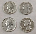 1960D 1962 D 1963 D 1964 D🔥Washington Quarters $1 Face 90%Silver-Lot of 4#W75