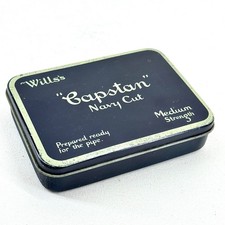 VINTAGE WILLS CAPSTAN NAVY CUT TOBACCO TIN MEDIUM STRENGTH PIPE SMOKING