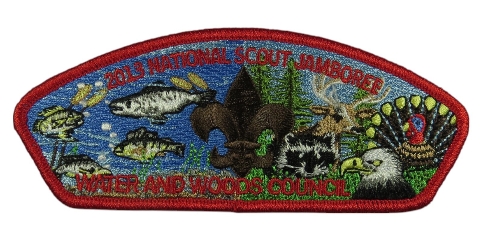 2013 Jamboree Water and Woods FSC Council MI JSP RED Bdr (VT1925)