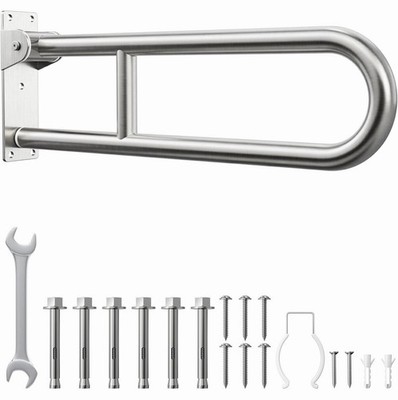 Toilet Grab Bar 30 Inch, YuanDe Brushed Nickel Anti-Slip Support Rail, U Shape