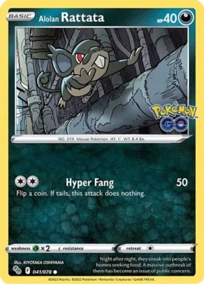 Alolan Rattata - 041/078 - Common (Near Mint) Pokemon Go - Darkness Pokémon