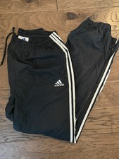 Vintage 90s Adidas Black Nylon Track Pants- Large, Windbreaker, Ankle Zip