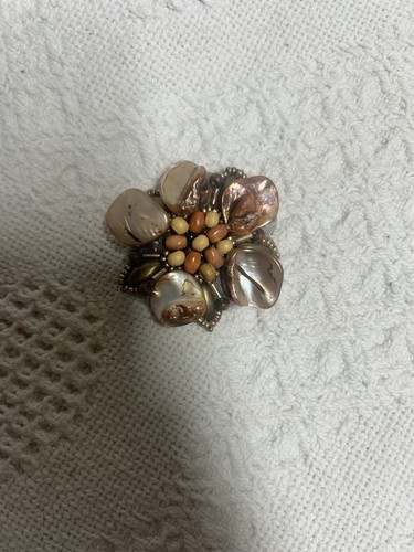 Expo International Shell Appliqué Beaded Brooch
