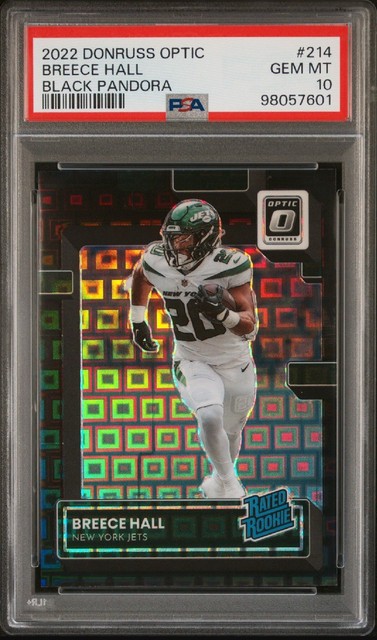 2022 Panini Donruss Optic Breece Hall Black Pandora Rated Rookie #17/25 PSA 10
