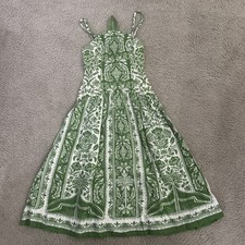 Farm Rio Green Delicate Tapestry Drop Waist Linen Midi Dress Sz S NWT $265