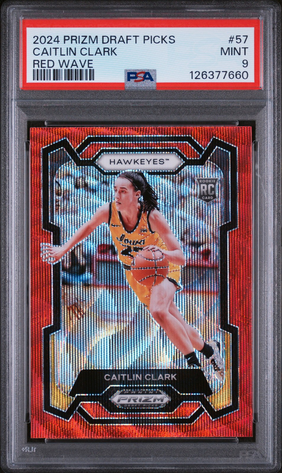 2024 PANINI PRIZM DRAFT PICKS RED WAVE #57 CAITLIN CLARK PSA 9