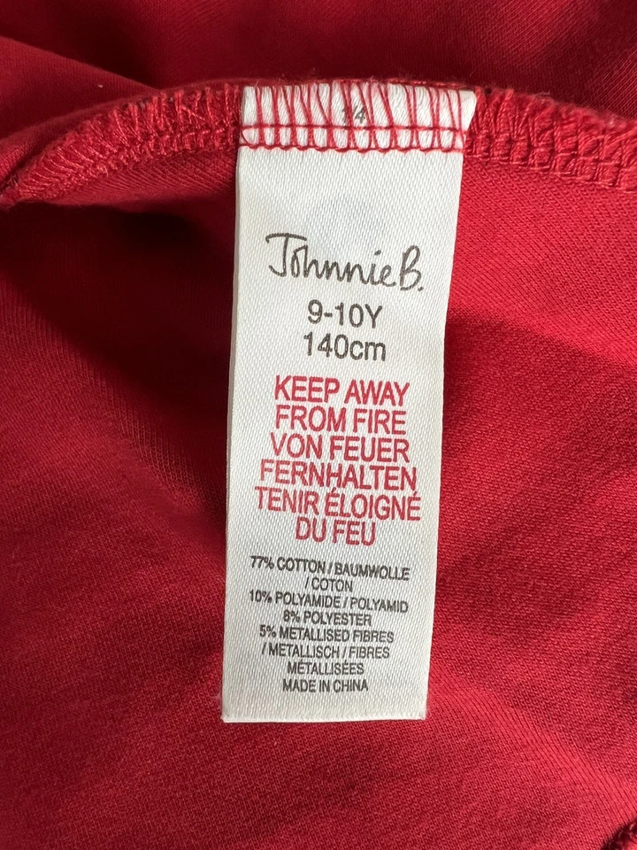 Vestido manga larga a rayas metálicas rojo y azul Johnnie B para niñas talla 9-10 Boden  Foto 4 de 4