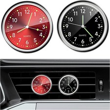 2pcs Stick On Dashboard Car Clock Mini Luminous Automotive Vent Clip Quartz Clo