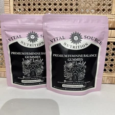 2 X - Vital Source Nutrition Premium Feminine Balance 60 Gummies Each Pineapple