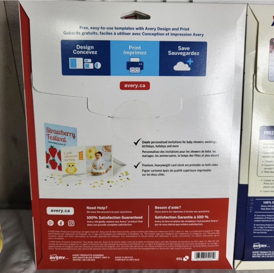 🇨🇦 Lot Of 7 Avery White Invitation Cards Packages. Brand New. 45245 Foto 4 de 4