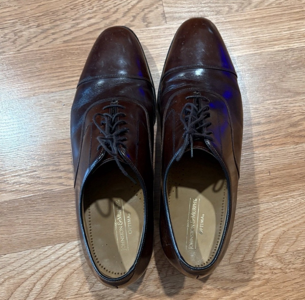 Johnston & Murphy Optima Cap Toe Brown Leather Oxford Dress 