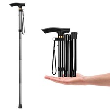Aluminum Alloy Walking Stick Foldable Anti Slip Hiking Pole Adjustable Cane
