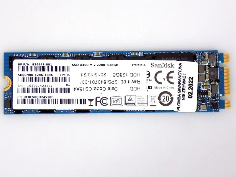 128GB HP 840701-001 SD8SN8U-128G-1006 SATA M.2 PCI-Express 2280 SSD Festplatte - Bild 1 von 1