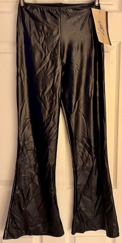 LEO’S DANCEWEAR JAZZ CHILD LARGE BLACK SHINY WET LOOK BOOT LEG DANCE PANTS SZ CL - Picture 2 of 7