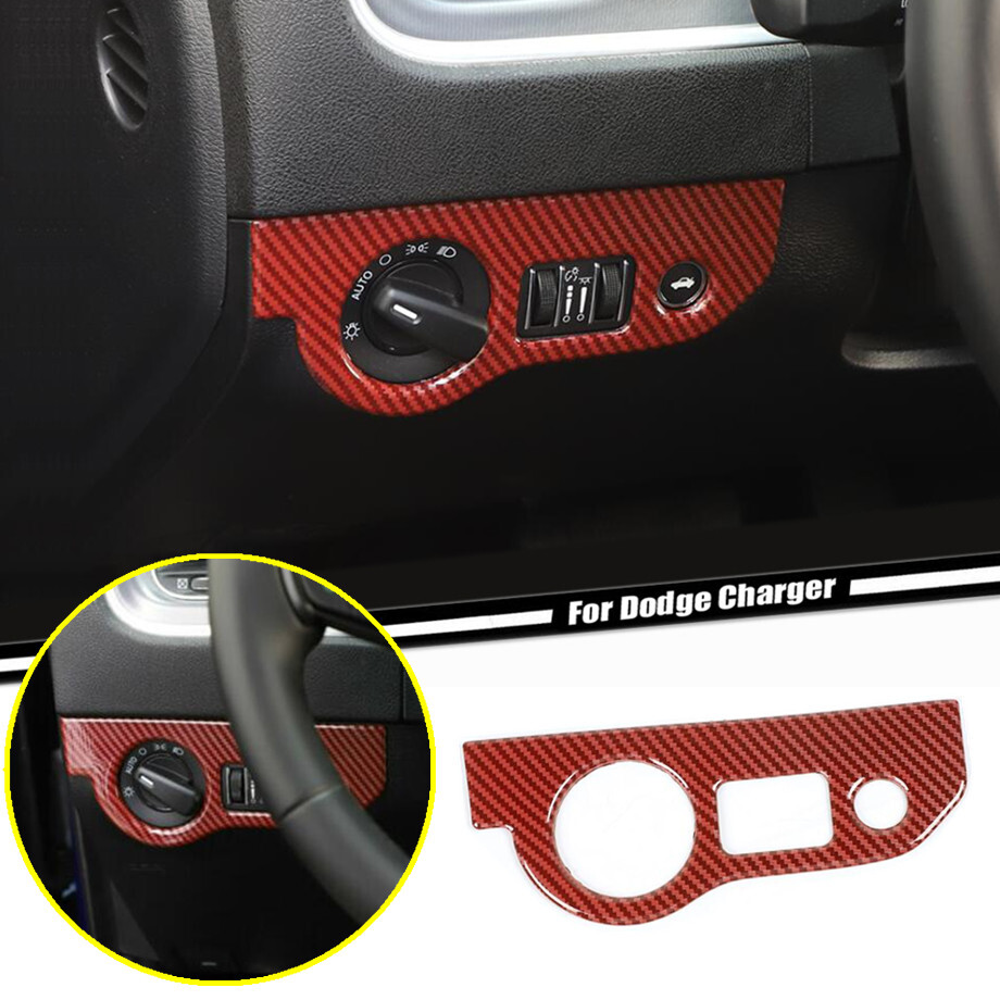 Upgrade Your 10-23 Dodge Charger with Red Carbon Fiber Headlight Switch Panel Trim