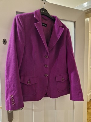 Basler UK 14 Wool & Angora Jacket, Blazer. Dark Magenta Pink.
