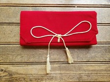 Vintage RARE Rolfs Red Leather Felt Cashmere Womens Travel Jewelry Case