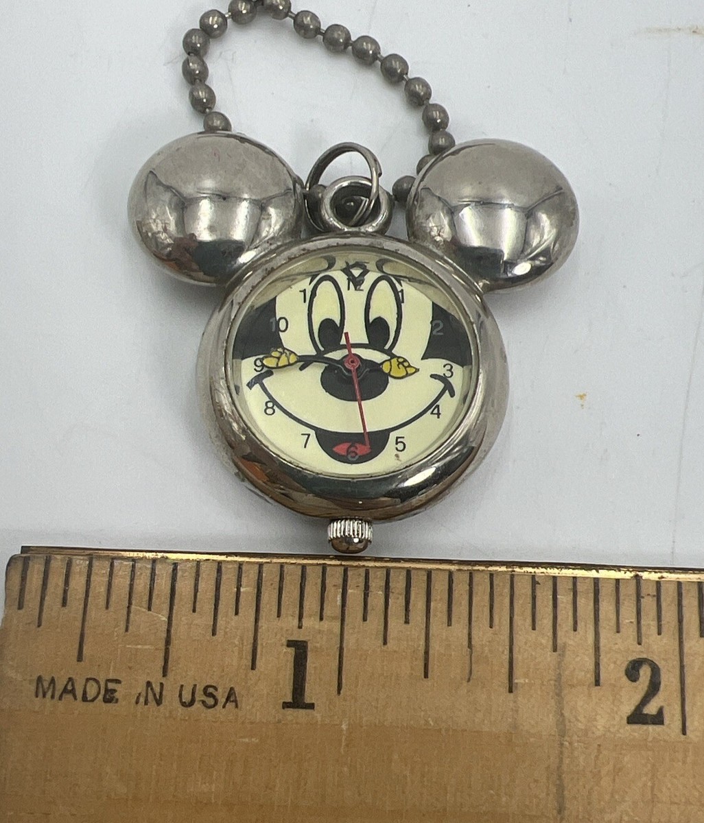DISNEY MICKEY MOUSE PENDANT WATCH 3D EARS SILVER-TONE | eBay