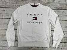 Tommy Hilfiger Embroidered Spell Out Logo Women  s Crewneck Sweatshirt Sweater