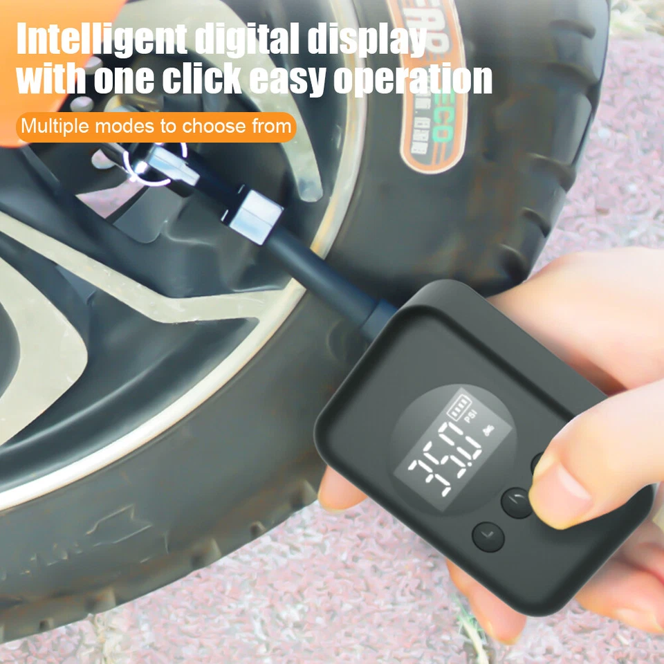 Bomba de Aire Eléctrica 150PSI Portátil Bicicleta Recargable Compresor Inflador de Neumáticos Foto 4 de 4