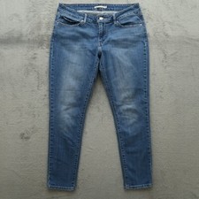 Levi's 711 Jeans Womens Size 32 Blue Mid-Rise Skinny Denim 27" Inseam Distressed