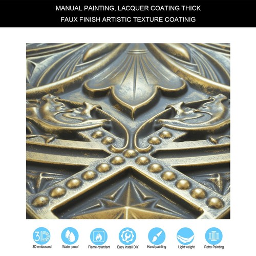 Tejas de techo de estaño en relieve de colección paneles de pared metalizados PL10 oro antiguo 10 piezas - Imagen 3 de 24