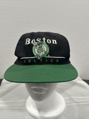 VINTAGE Boston Celtics Hat Cap Snap Back Black Green NBA Basketball Twins - Picture 1 of 11