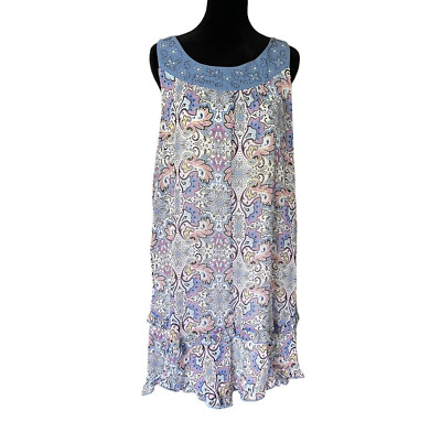 Disney D.Signed Blue Paisley Dress Girls Size Large 14/16 Alice in Wonderland