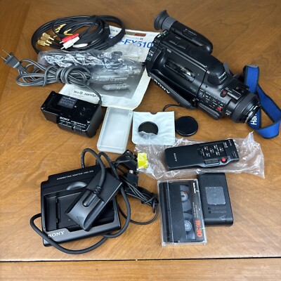 Sony Handycam CCD-FX510 & AC-V25 Charger + Everything Pictured