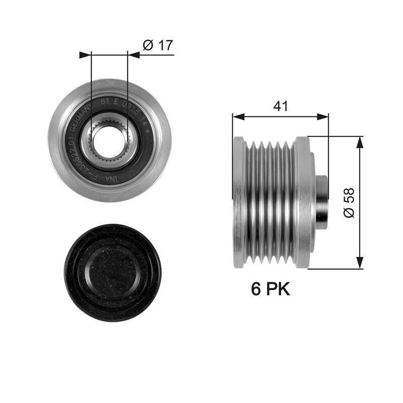 Alternator Freewheel Clutch Fits Cadillac Fiat Lancia Saab GATES OAP7052 - Image 9