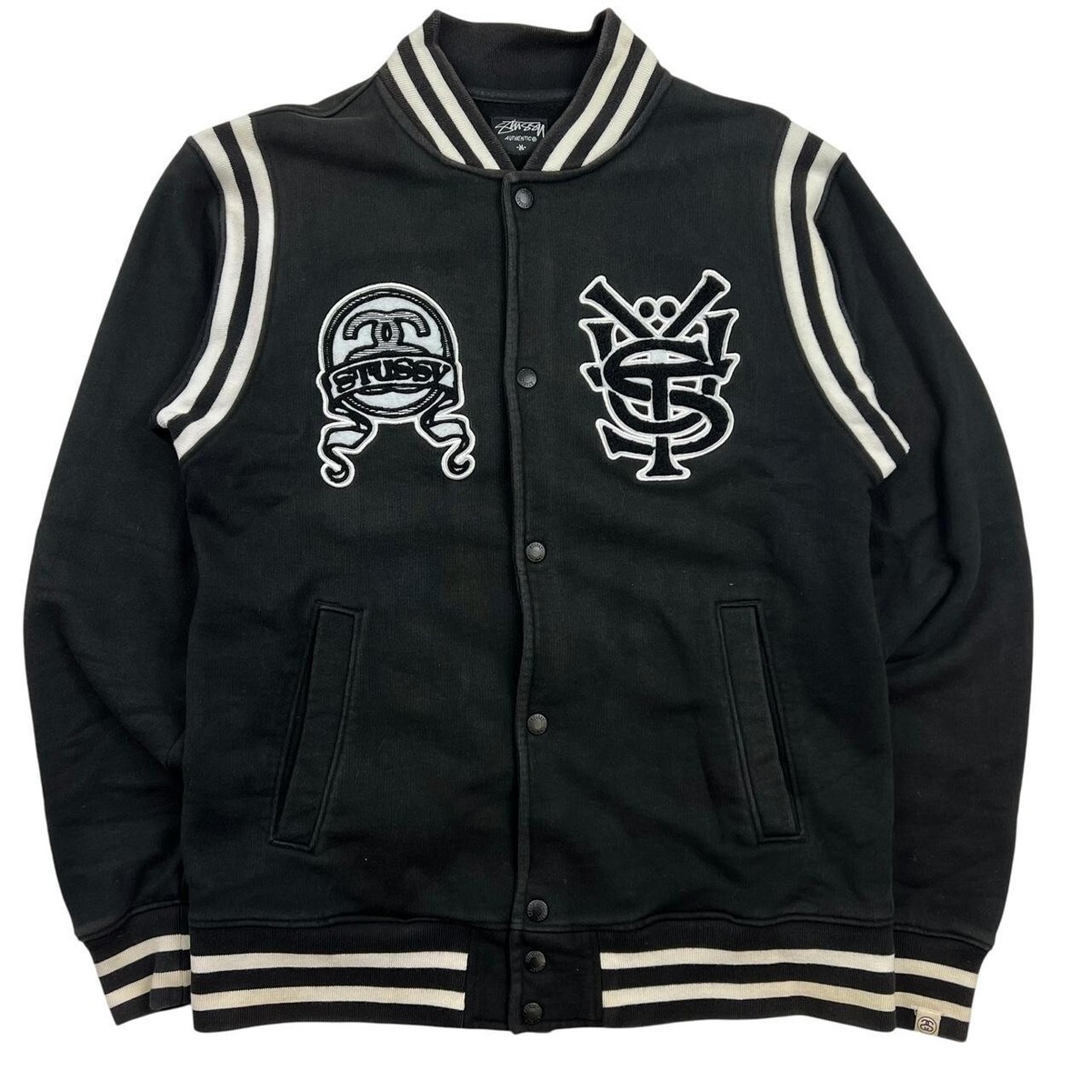 00's old stussy Ma-1 Wool Bomber Jacket Vintage Stussy Varsity