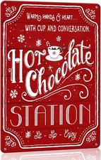 Red Hot Cocoa Bar Tin Metal Signs Home D cor 8x12,Christmas Home Gifts Signs