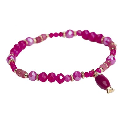 The Moshi: Armband ''Bracelet Lova, Fuchsia'', Glasperlen, Gummizug, Pink / Gold