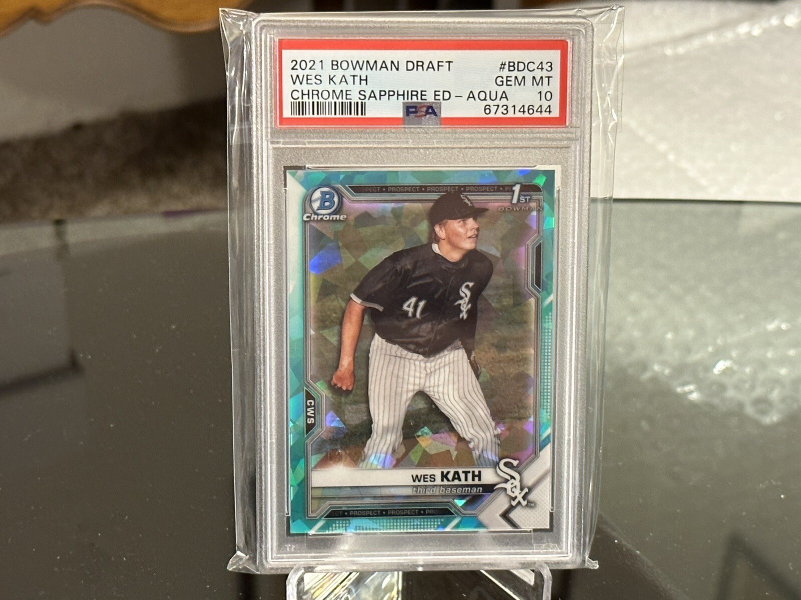 2021 Bowman Draft Sapphire #BCP-43 Wes Kath 03/20 Chrome Aqua Refractor PSA 10