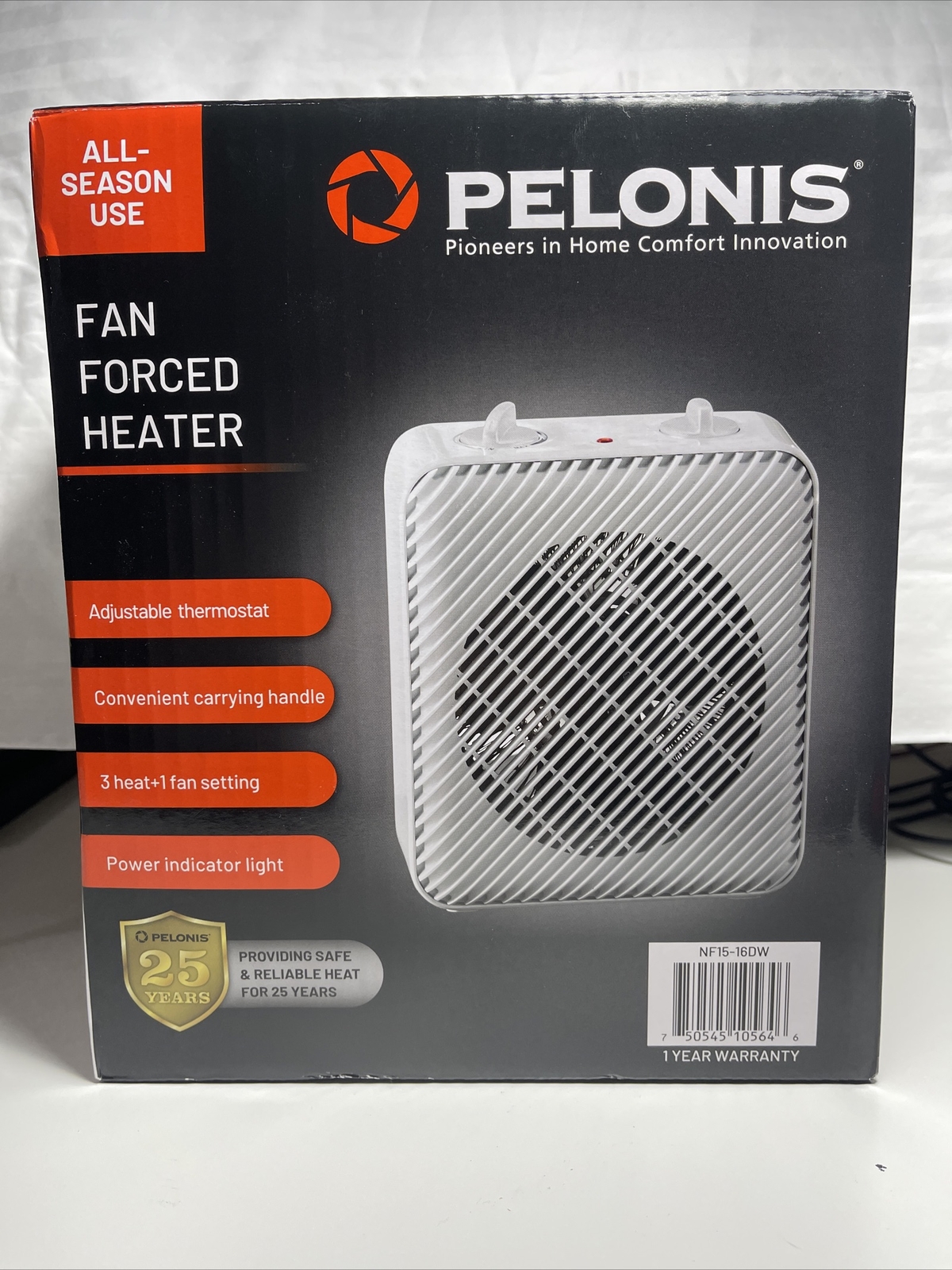 Pelonis Fan Forced Heater 1500W 3-Speed Electric Fan Space Heater NF15-16DW-image